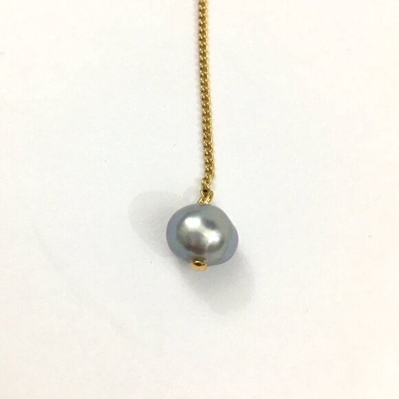 NEW! J. CREW Gold-plated stone and freshwater pearl drop necklace Green Apple - Picture 4 of 7